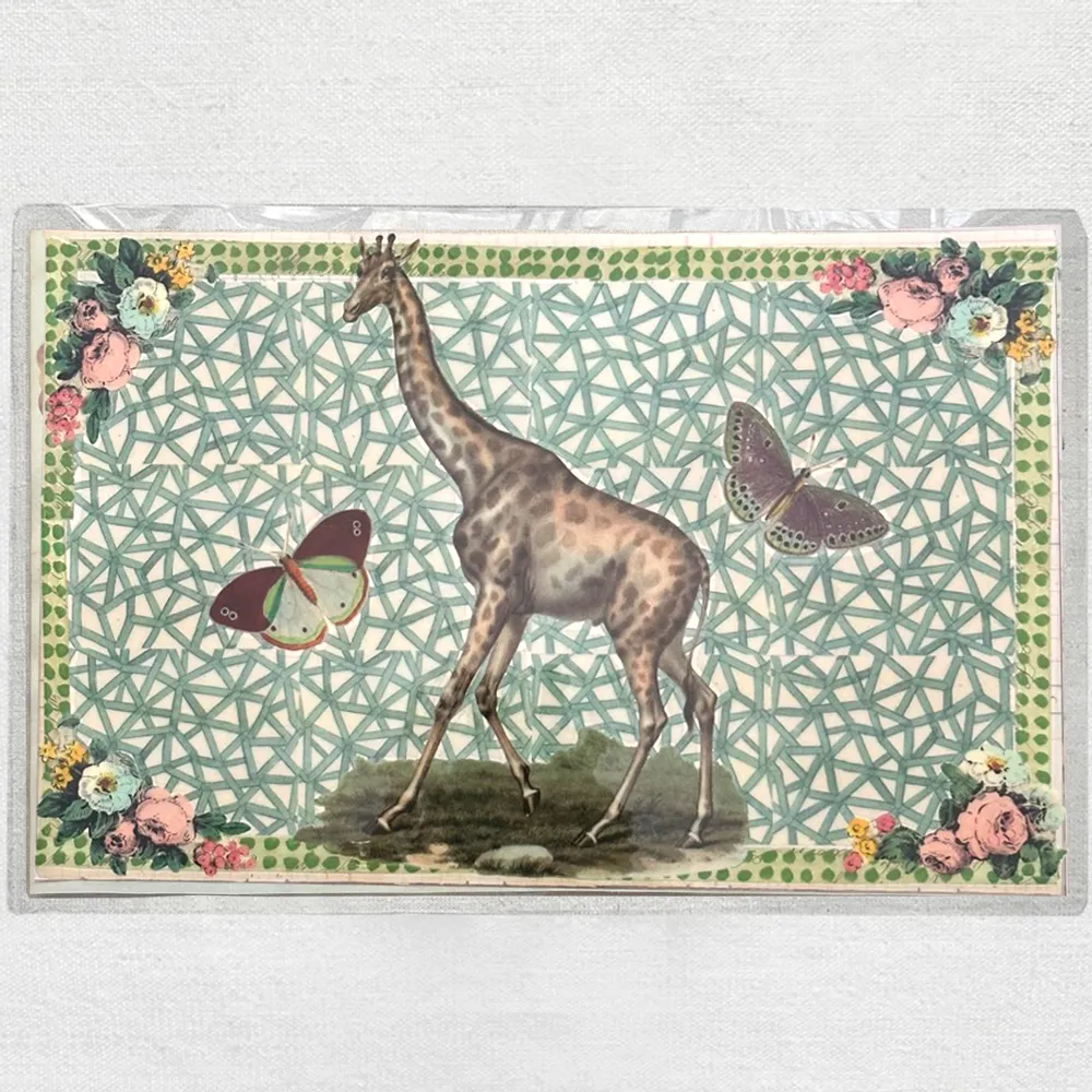 One of a Kind Collaged Giraffe Table Mat (#607)