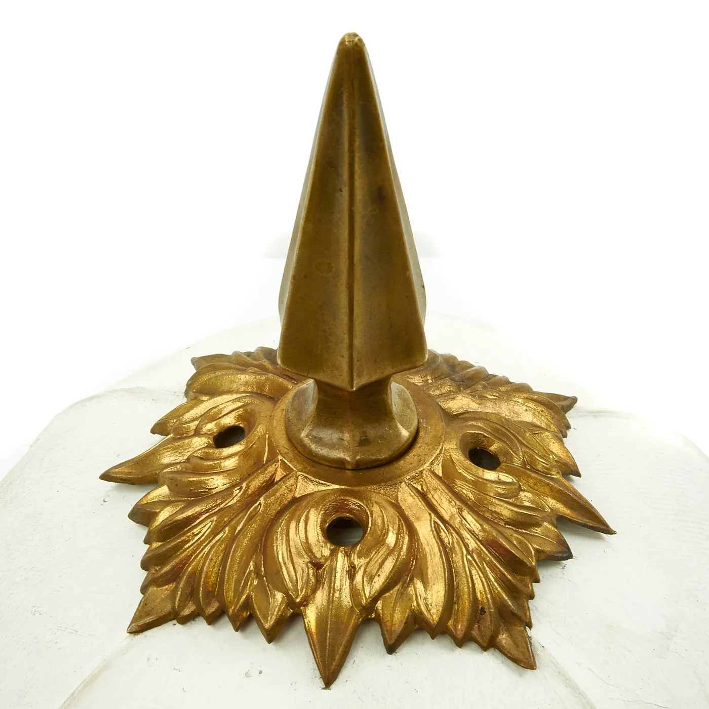 Original British Victorian Rare Four Panel Colonial Pattern Sun Helmet with Top Spike