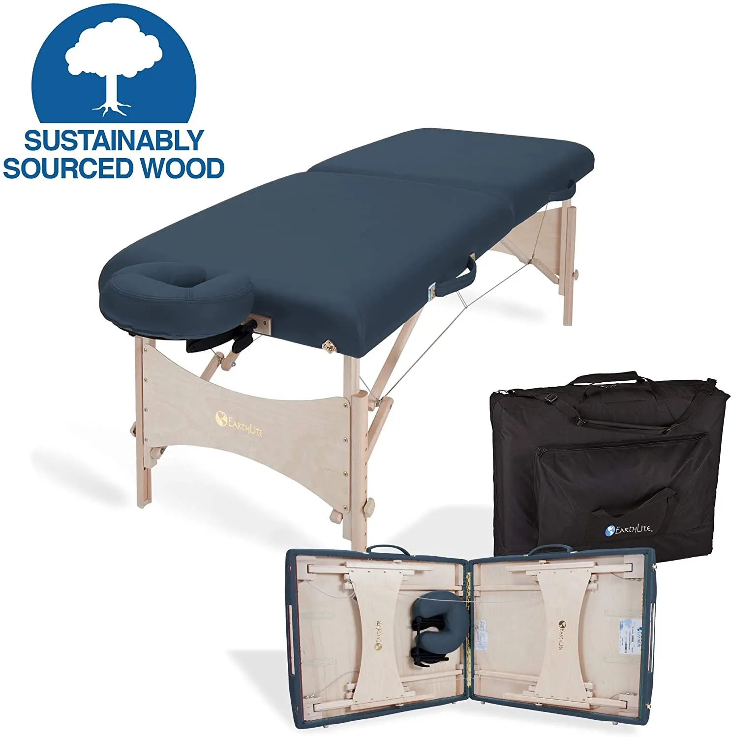 Portable Massage Table, Eco-Friendly Hard Maple Design, Superior Comfort, Face Cradle and Carry Case 30x73 Inches