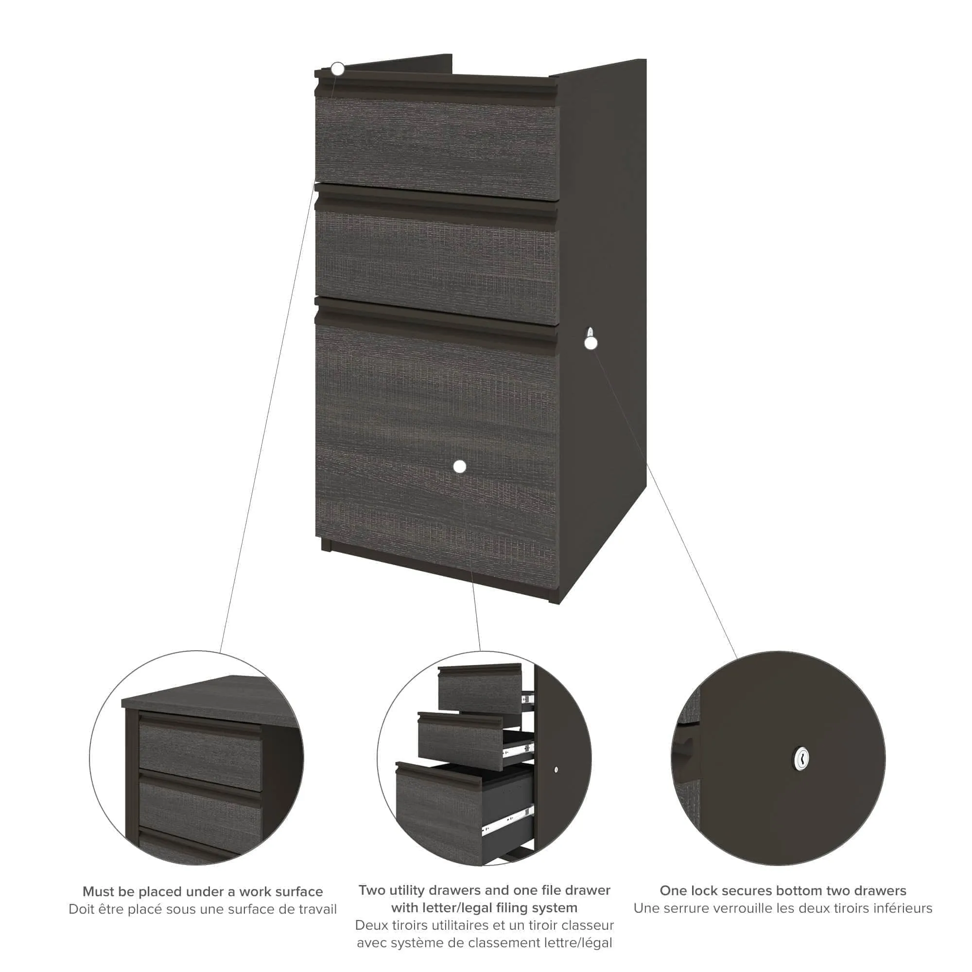 Prestige  Modern L-Shaped Office Desk with Two Pedestals and Hutch - Available in 2 Colours