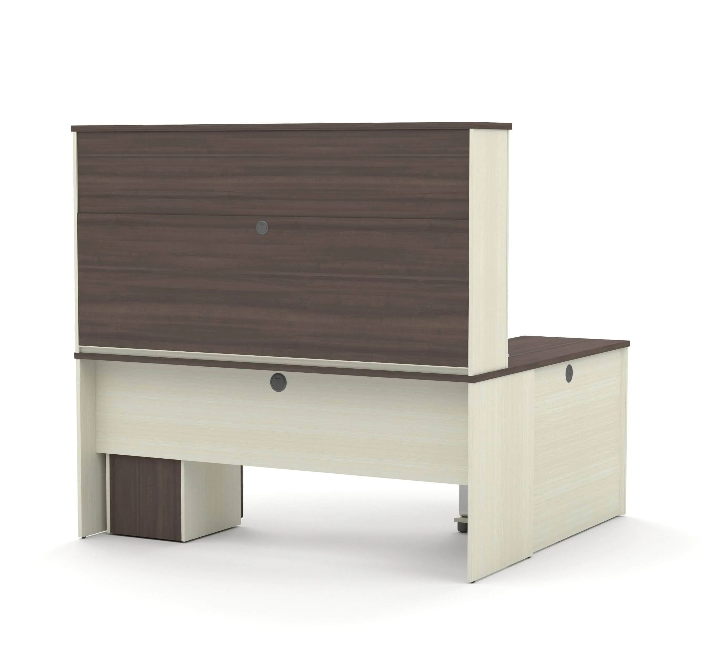 Prestige  Modern L-Shaped Office Desk with Two Pedestals and Hutch - Available in 2 Colours