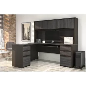 Prestige  Modern L-Shaped Office Desk with Two Pedestals and Hutch - Available in 2 Colours