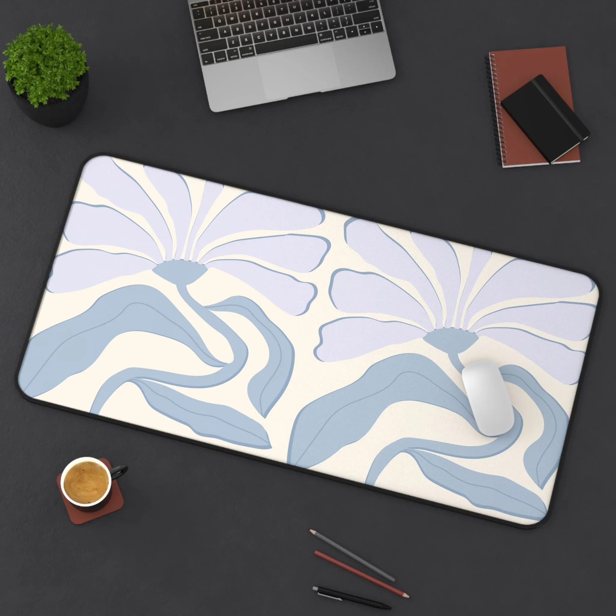 Purple Abstract Floral Desk Mat