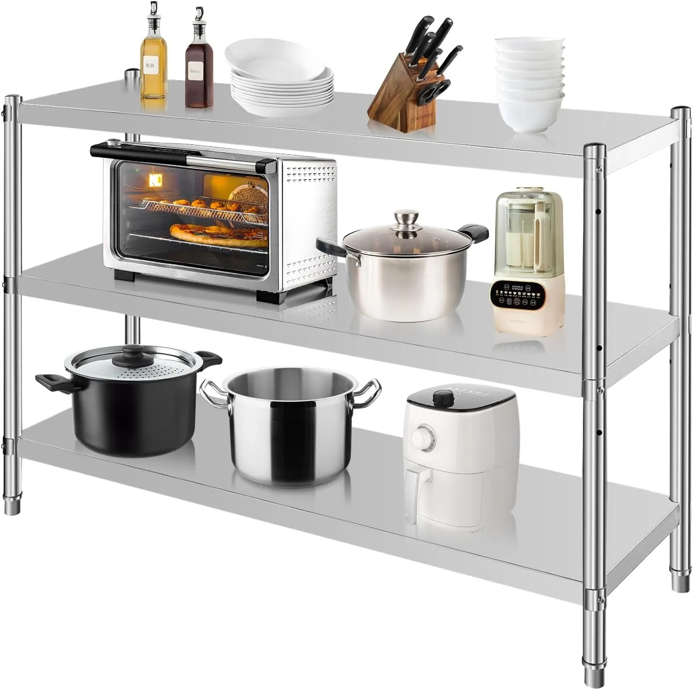 Stainless Steel Shelves, Durable Storage Shelf, Heavy Duty Kitchen Rack