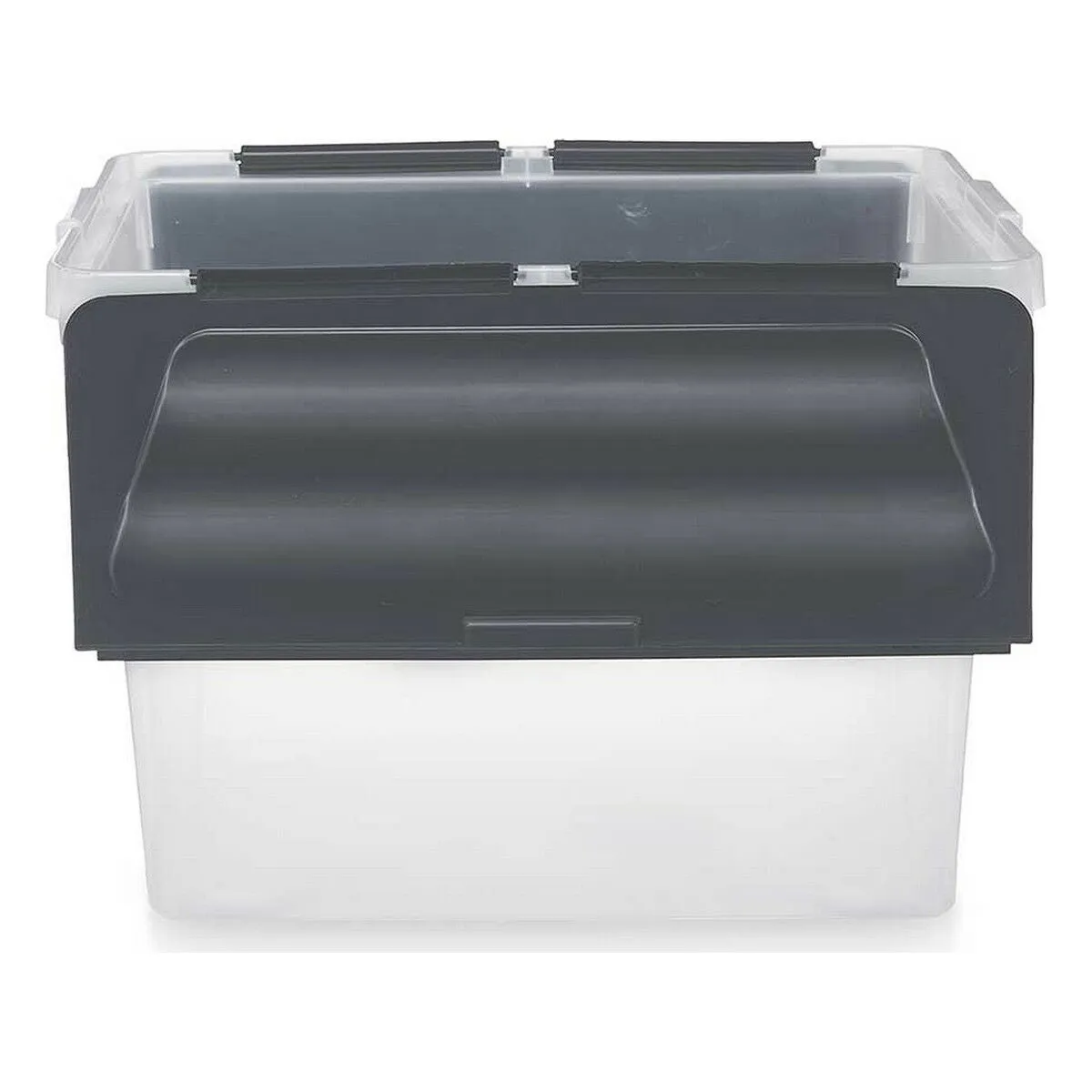 Storage Box with Lid 48 L Transparent Anthracite (6 Units)