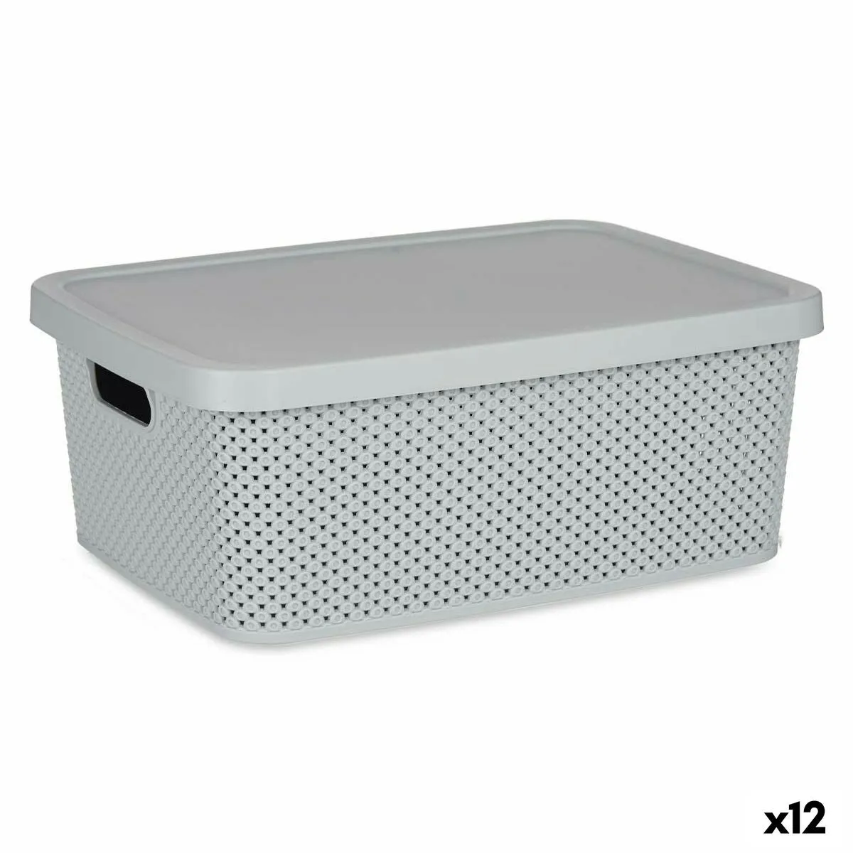 Storage Box with Lid Grey Plastic 13 L 28 x 15 x 39 cm (12 Units)