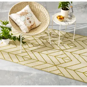 Sydney Gold and Cream Modern Recycled Plastic Outdoor Rug