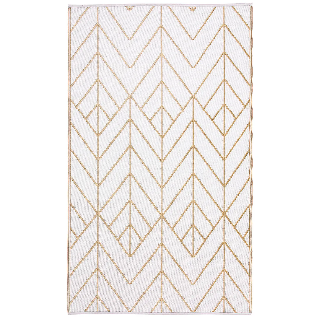 Sydney Gold and Cream Modern Recycled Plastic Outdoor Rug