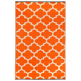 Tangier Carrot and White Moroccan Trellis Recycled Plastic Outdoor Rug