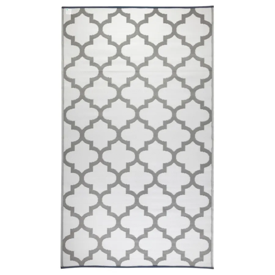 Tangier Grey And White Trellis Recycled Plastic Outdoor Rug