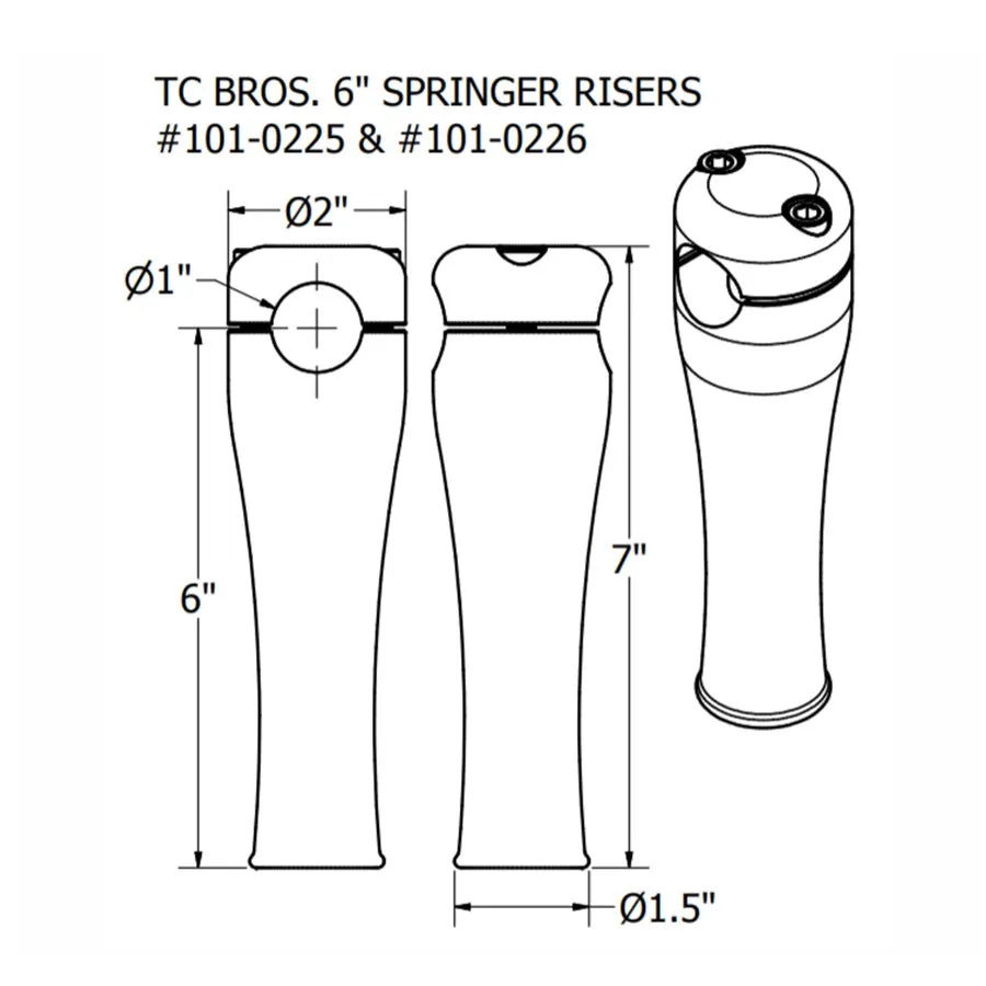 TC Bros. 6" Chrome Springer Risers for 1" Diameter Handlebars