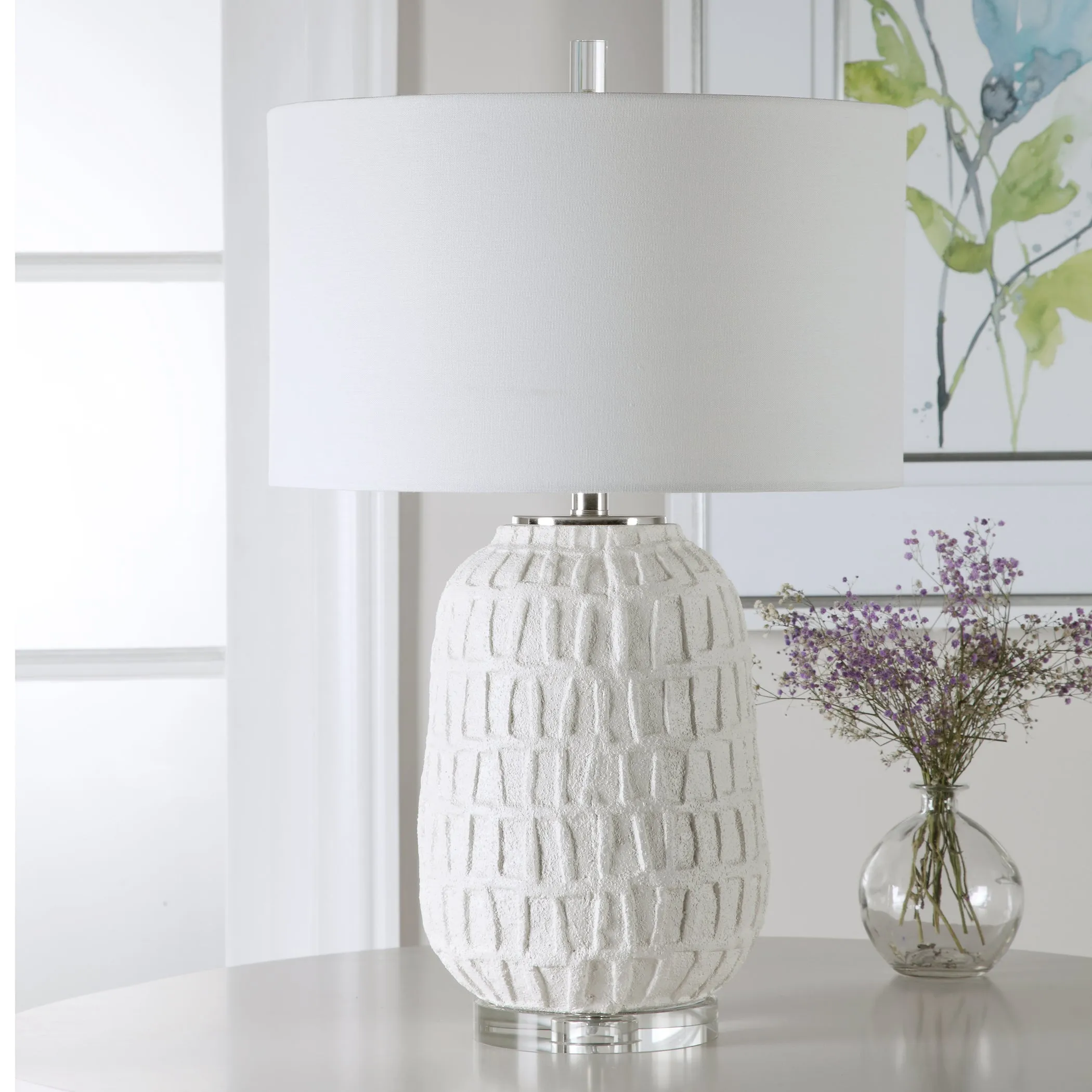 Uttermost Caelina Textured White Table Lamp