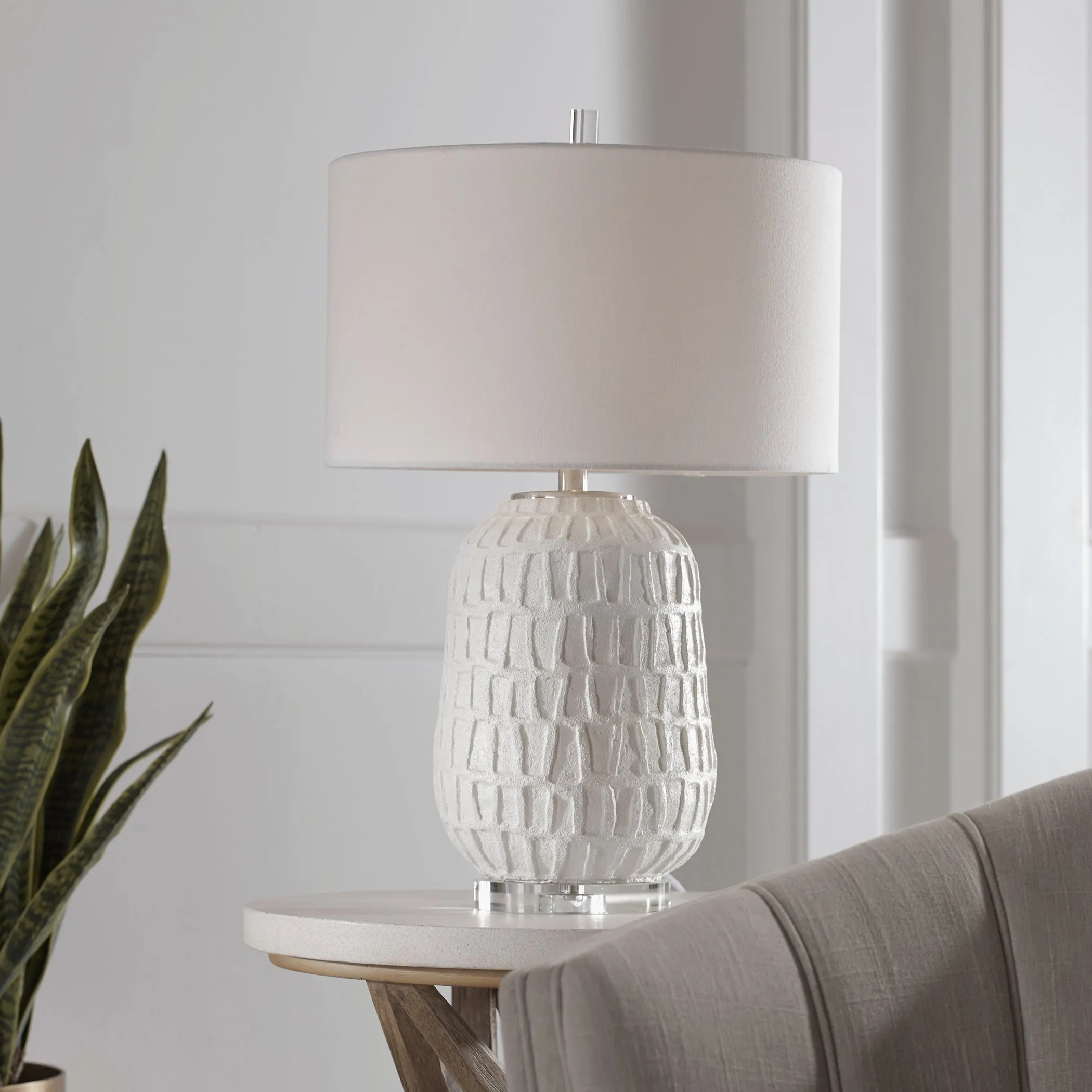 Uttermost Caelina Textured White Table Lamp