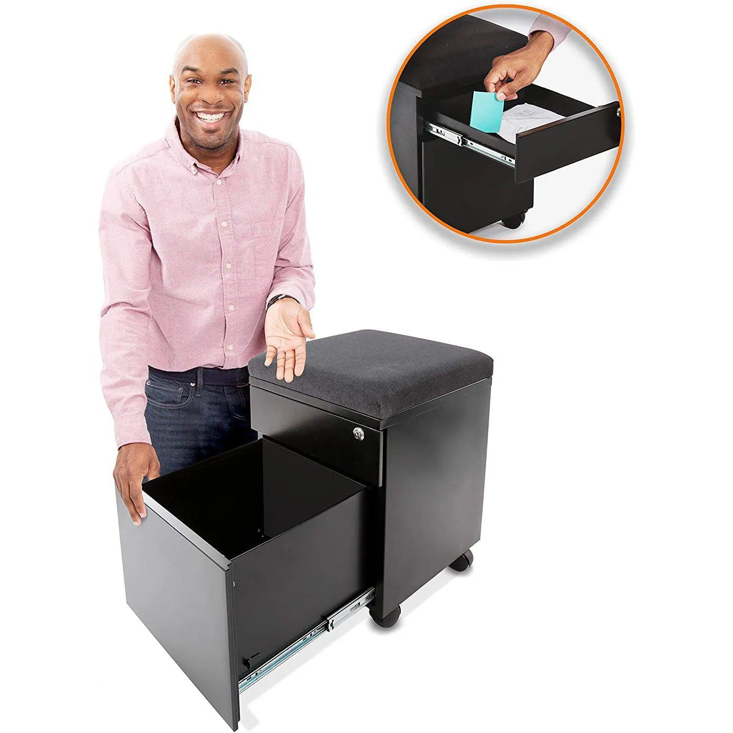 Vert Rolling File Cabinet with Cushion