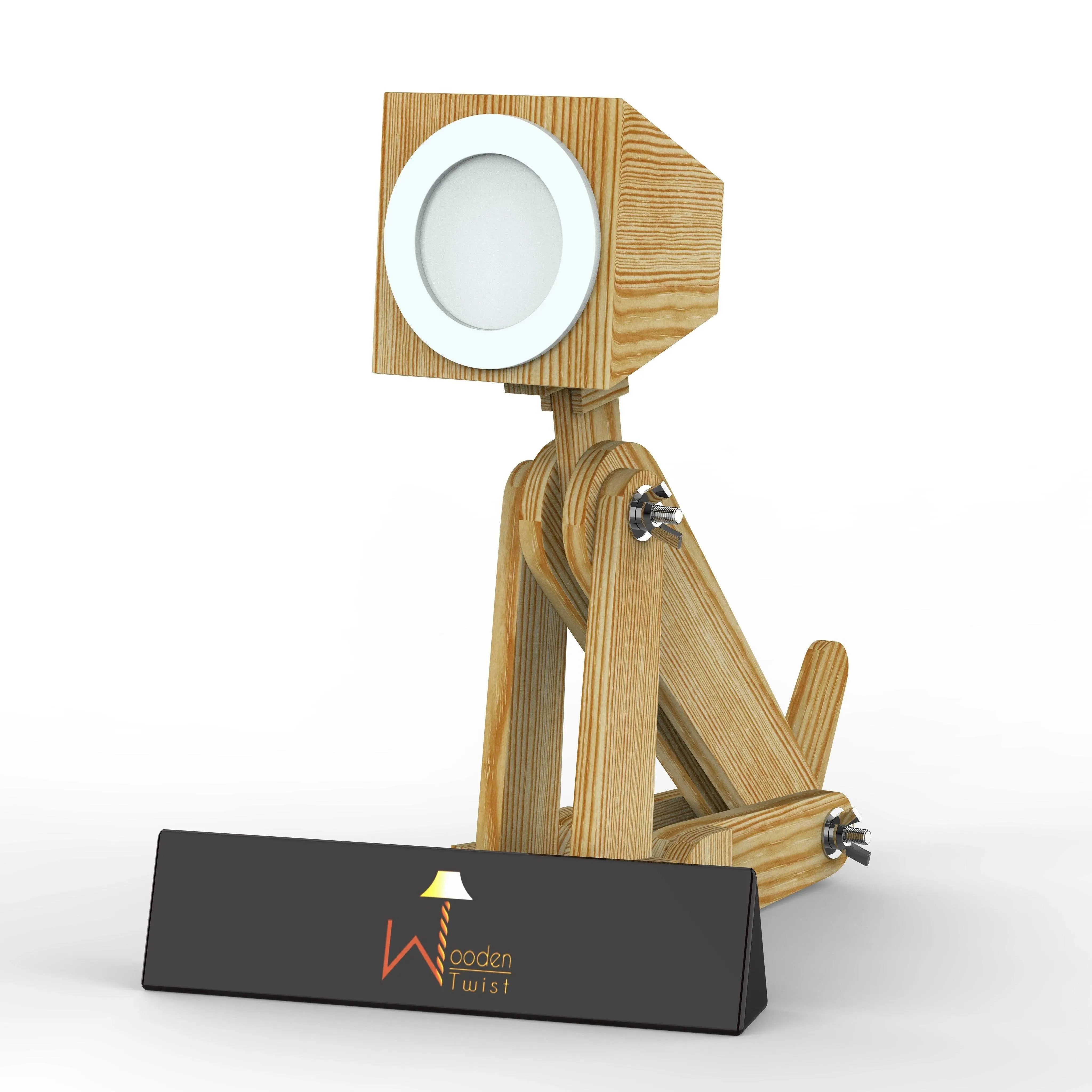 Wooden Dog Shaped LED Lamp (Pinewood)