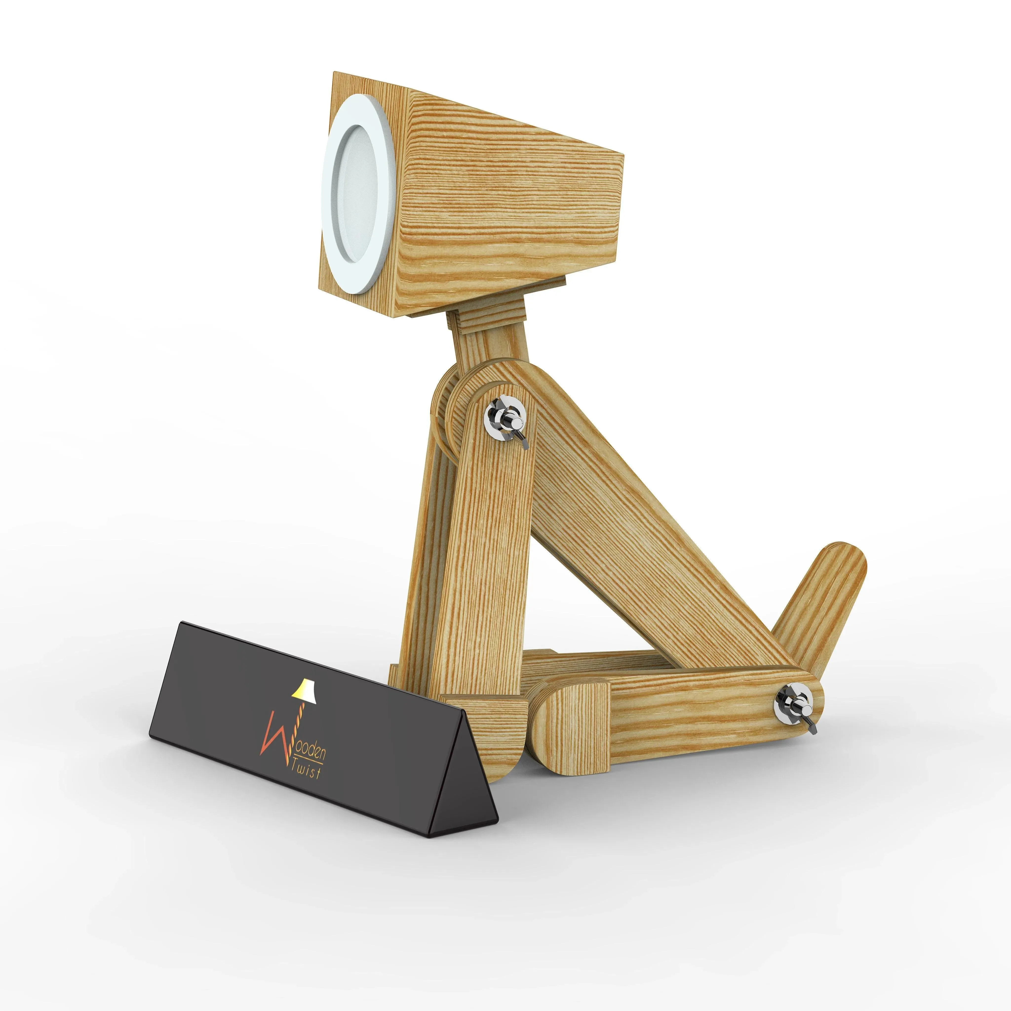 Wooden Dog Shaped LED Lamp (Pinewood)